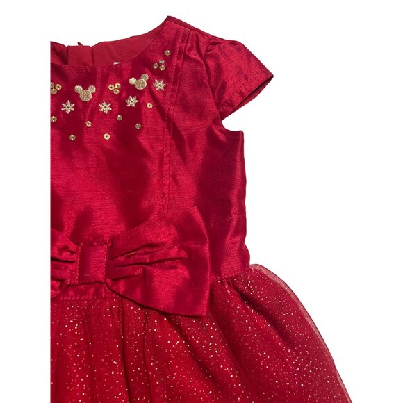 Disney Parks Red Holiday Minnie Mouse Dress Girls Size 2 Excellent Like New cond - Picture 4 of 6